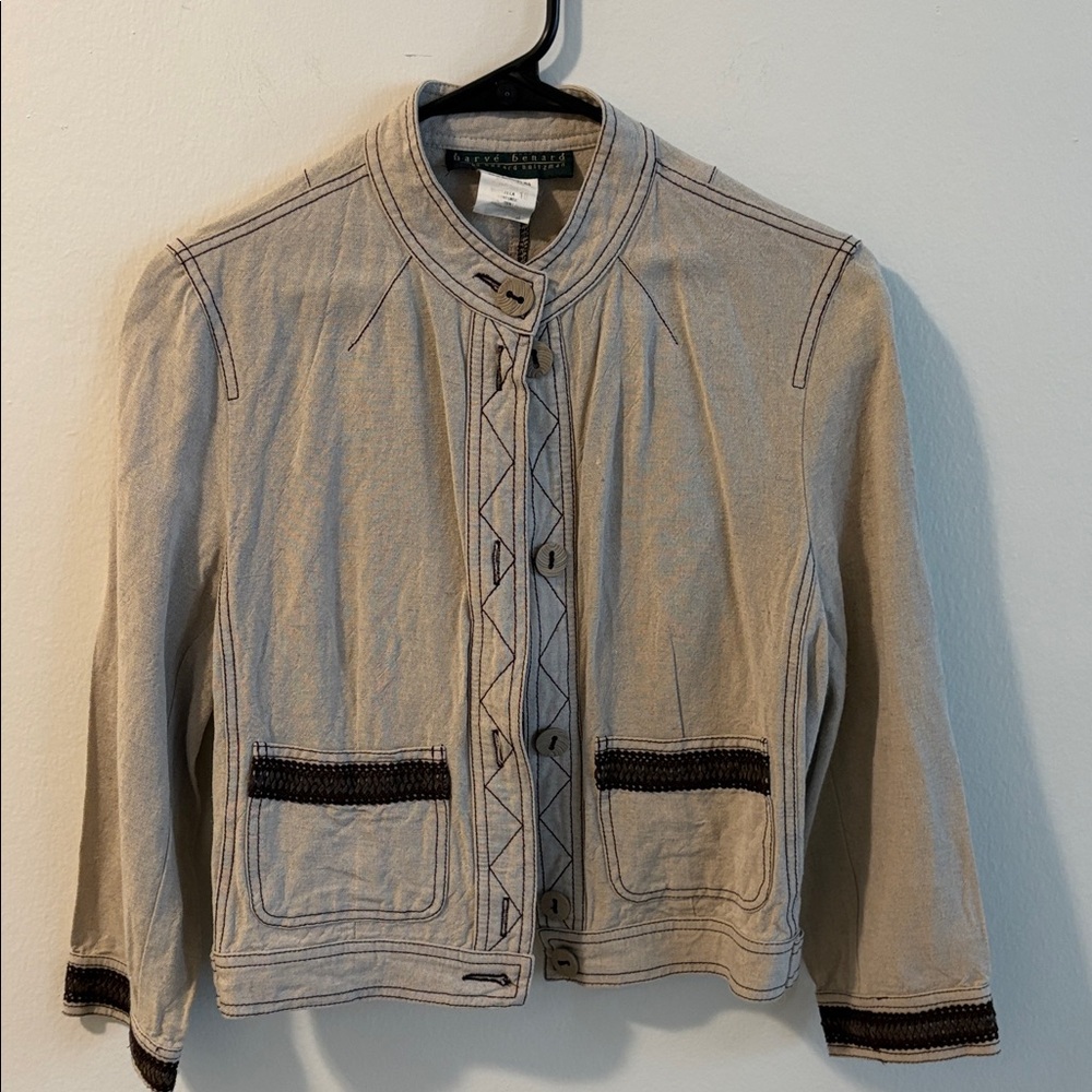 Have Bernard Beige Blazer and skirt with Brown Detailing